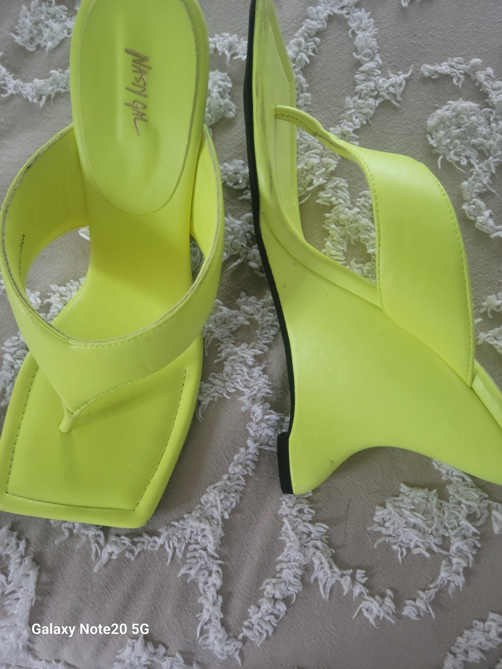 Neon Yellow Wedge Thong Sandals - Womens